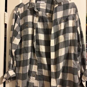 Men's Black and White Plaid Shirt